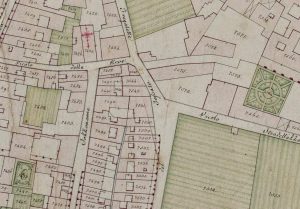 Particolare tratto dal Catasto Gregoriano (1835) della città di Bologna, messo a disposizione dall'Archivio di Stato di Roma con il progetto "Imago II".