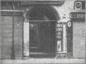Immagine e testo tratti dal libro di Angelo Finelli Bologna nel Mille - Identificazione della cerchia che le appartenne a quel tempo, edito a Bologna dagli Stabilimenti Tipografici Riuniti nel 1927.