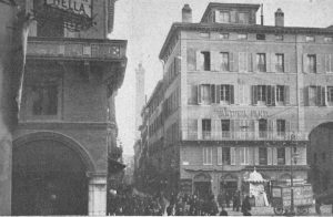 Immagine e testo tratti dal libro di Angelo Finelli Bologna nel Mille - Identificazione della cerchia che le appartenne a quel tempo, edito a Bologna dagli Stabilimenti Tipografici Riuniti nel 1927.