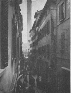 Immagine e testo tratti dal libro di Angelo Finelli Bologna nel Mille - Identificazione della cerchia che le appartenne a quel tempo, edito a Bologna dagli Stabilimenti Tipografici Riuniti nel 1927.