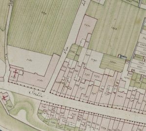 Particolare tratto dal Catasto Gregoriano (1835) della città di Bologna, messo a disposizione dall'Archivio di Stato di Roma con il progetto "Imago II".