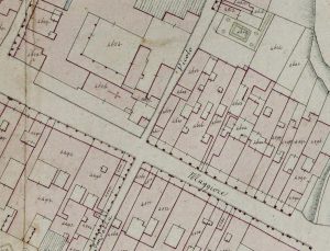Particolare tratto dal Catasto Gregoriano (1835) della città di Bologna, messo a disposizione dall'Archivio di Stato di Roma con il progetto "Imago II".