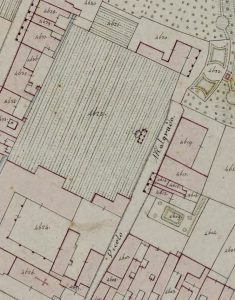 Particolare tratto dal Catasto Gregoriano (1835) della città di Bologna, messo a disposizione dall'Archivio di Stato di Roma con il progetto "Imago II".