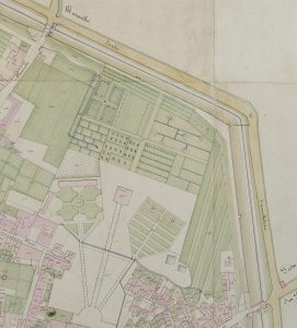 Particolare tratto dal Catasto Gregoriano (1835) della città di Bologna, messo a disposizione dall'Archivio di Stato di Roma con il progetto "Imago II".