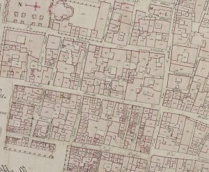 Particolare tratto dal Catasto Gregoriano (1835) della città di Bologna, messo a disposizione dall'Archivio di Stato di Roma con il progetto "Imago II".