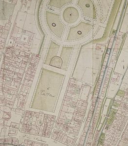 Particolare tratto dal Catasto Gregoriano (1835) della città di Bologna, messo a disposizione dall'Archivio di Stato di Roma con il progetto "Imago II".