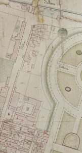 Particolare tratto dal Catasto Gregoriano (1835) della città di Bologna, messo a disposizione dall'Archivio di Stato di Roma con il progetto "Imago II".