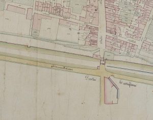 Particolare tratto dal Catasto Gregoriano (1835) della città di Bologna, messo a disposizione dall'Archivio di Stato di Roma con il progetto "Imago II".