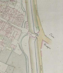 Particolare tratto dal Catasto Gregoriano (1835) della città di Bologna, messo a disposizione dall'Archivio di Stato di Roma con il progetto "Imago II".