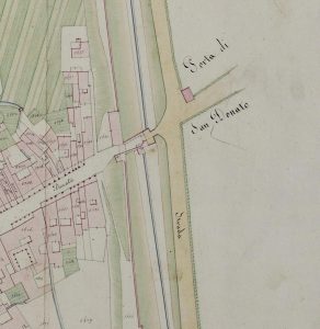 Particolare tratto dal Catasto Gregoriano (1835) della città di Bologna, messo a disposizione dall'Archivio di Stato di Roma con il progetto "Imago II".