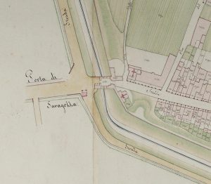 Particolare tratto dal Catasto Gregoriano (1835) della città di Bologna, messo a disposizione dall'Archivio di Stato di Roma con il progetto "Imago II".