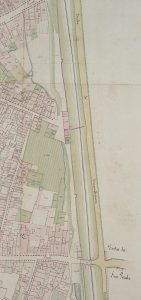 Particolare tratto dal Catasto Gregoriano (1835) della città di Bologna, messo a disposizione dall'Archivio di Stato di Roma con il progetto "Imago II".