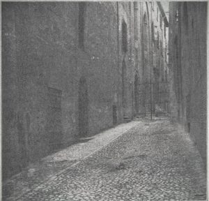 Immagine tratta dal libro di Angelo Finelli Bologna nel Mille - Identificazione della cerchia che le appartenne a quel tempo, edito a Bologna dagli Stabilimenti Tipografici Riuniti nel 1927.