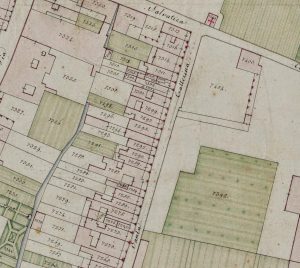Particolare tratto dal Catasto Gregoriano (1835) della città di Bologna, messo a disposizione dall'Archivio di Stato di Roma con il progetto "Imago II".