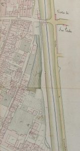 Particolare tratto dal Catasto Gregoriano (1835) della città di Bologna, messo a disposizione dall'Archivio di Stato di Roma con il progetto "Imago II".