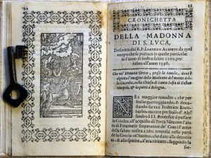 L'inizio della cronichetta e, in antiporta, una semplice incisione xilografica.