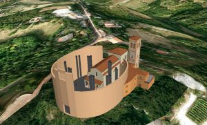 Inizio del cantiere (1723-1737) del nuovo Santuario: vengono iniziati i muri della pianta ellittica della nuova chiesa e si innalzano le colonne.