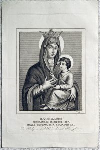 Immagine della B.V. di San Luca coronata da Pio IX, stampata da Salvardi nel Pavaglione