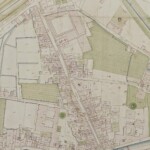Particolari tratti dal Catasto Gregoriano (1835) della città di Bologna, messo a disposizione dall'Archivio di Stato di Roma con il progetto "Imago II". Strada delle Lame dalla porta al Canale di Reno