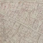 Particolari tratti dal Catasto Gregoriano (1835) della città di Bologna, messo a disposizione dall'Archivio di Stato di Roma con il progetto "Imago II". Strada Maggiore da Piazza di Porta Ravegnana ala torre degli Oselletti