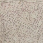 Particolari tratti dal Catasto Gregoriano (1835) della città di Bologna, messo a disposizione dall'Archivio di Stato di Roma con il progetto "Imago II". Strada Maggiore da Piazza di Porta Ravegnana ala torre degli Oselletti