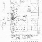 Immagine tratta dagli schizzi topografici disegnati da Giuseppe Guidicini a corredo delle note manoscritte delle "Cose Notabili ..." e pubblicati per la prima volta da Arnaldo Forni nel 2000. Disegno ricostruttivo del Palazzo Bentivoglio. In basso è Strada San Domato (via Zamboni) e a sinistra via de' Castagnoli. La torre del palazzo Bentivoglio è in via de' Castagnoli.