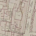 Volto dei Ghisilieri o vicolo del Seminario Particolare tratto dal Catasto Gregoriano (1835) della città di Bologna, messo a disposizione dall'Archivio di Stato di Roma con il progetto "Imago II".