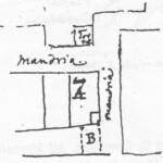 Immagine tratta dagli schizzi topografici disegnati da Giuseppe Guidicini a corredo delle note manoscritte delle "Cose Notabili ..." e pubblicati per la prima volta da Arnaldo Forni nel 2000.