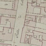 Piazza de' Calderini (parte meridionale) Particolare tratto dal Catasto Gregoriano (1835) della città di Bologna, messo a disposizione dall'Archivio di Stato di Roma con il progetto "Imago II".