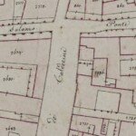 Piazza de' Calderini (parte settentrionale) Particolare tratto dal Catasto Gregoriano (1835) della città di Bologna, messo a disposizione dall'Archivio di Stato di Roma con il progetto "Imago II".