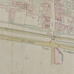 Mura nei pressi di Porta Castiglione Particolare tratto dal Catasto Gregoriano (1835) della città di Bologna, messo a disposizione dall'Archivio di Stato di Roma con il progetto "Imago II".