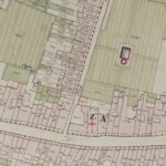 Borgo di Santa Caterina (parte meridionale) Particolare tratto dal Catasto Gregoriano (1835) della città di Bologna, messo a disposizione dall'Archivio di Stato di Roma con il progetto "Imago II".