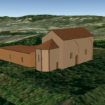 Ricostruzione 3D della chiesa di S. Maria del Monte della Guardia come poteva apparire nel 1481