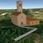 La chiesa a metà del ‘600, con il campanile