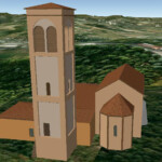 La chiesa a metà del ‘600, con il campanile