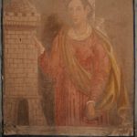 Piccolo affresco su una parete interna del campanile