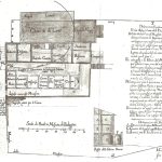 Planimetria (disegnata da C.F. Dotti) della chiesa preesistente (1696) su cui è disegnata l'ellisse del nuovo Santuario