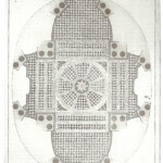 Planimetria della nuova chiesa, con le colonne portanti le volte e la cupola.