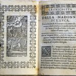 L'inizio della cronichetta e, in antiporta, una semplice incisione xilografica.