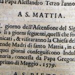 Indulgenza legata al convento di San Mattia in occasione dell'Ascensione