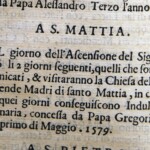 Indulgenza legata al convento di San Mattia in occasione dell'Ascensione