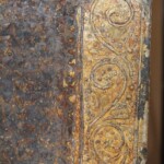 Particolare della cornice dell'Immagine durante il restauro.