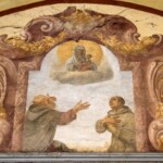 Lunetta a fresco (civico 157/B) con una Madonna di San Luca tra due santi monaci e con l'epigrafe:
