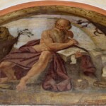 Arco 186: sffresco con S.Girolamo nel deserto.