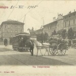 Via dell'Indipendenza. La statua di Garibaldi è già al suo posto.