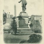 Monumento a Minghetti. L'edificio delle Poste non è ancora stato costruito.