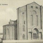 Questa foto di inizio novecento di Giovanni Mengoli ritrae la chiesa di San Francesco. La costruzione fu ultimata nel 1263 ed è esempio stupendo della prima architettura gotica in Italia.