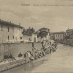 Canale di Reno nel tratto di via della Grada. In fondo a destra si vede la chiesa di Santa Maria della Carità.